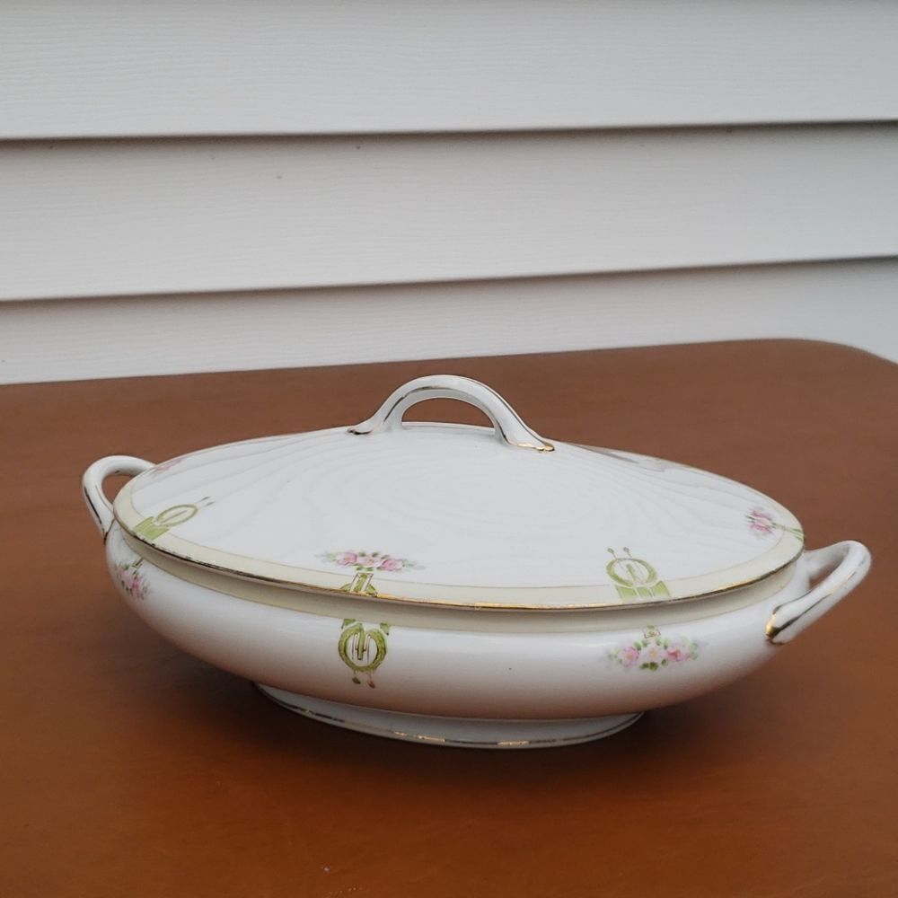 Vintage Nippon Footed Oval Serving Dish with Lid